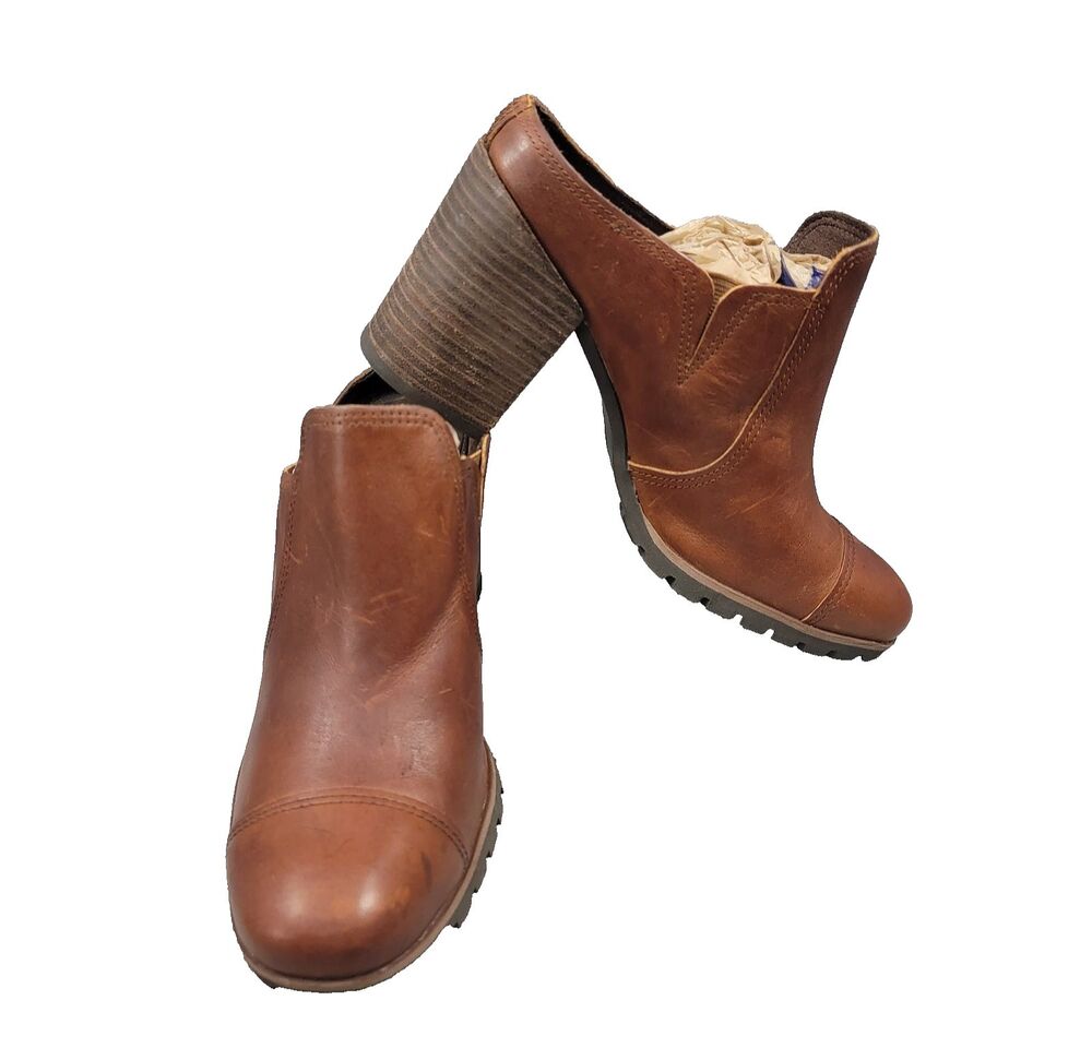 Timberland Women's Allington Heights Leather Heel Clogs Slip On Casual Brown 8.5